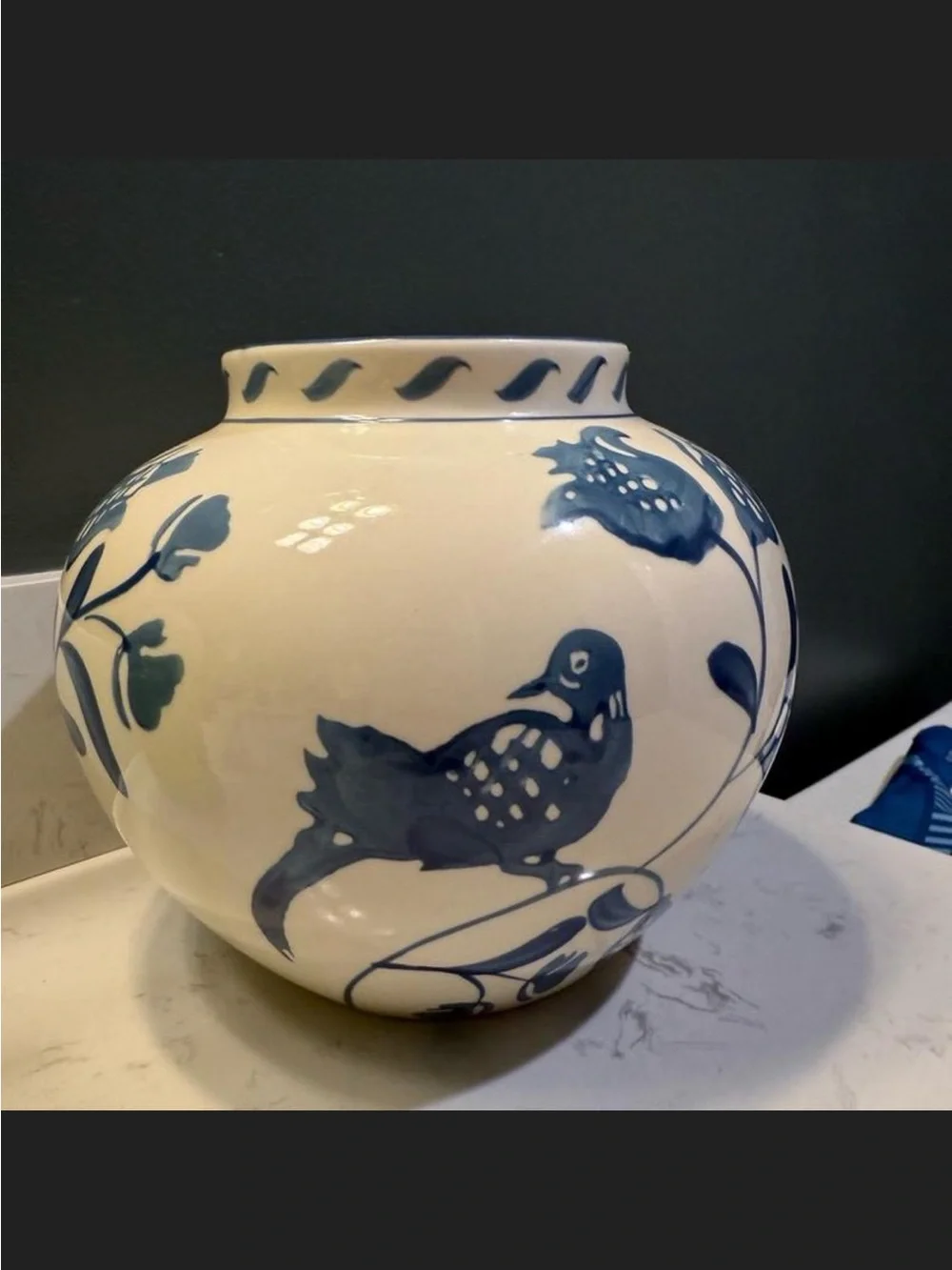 Medium Blue Painted Ceramic Vase - Threshold™